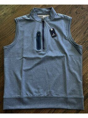 NWT johnnie-O Denny 1/4 Zip Performance Golf Vest Midnight Navy Mens Sz S $138